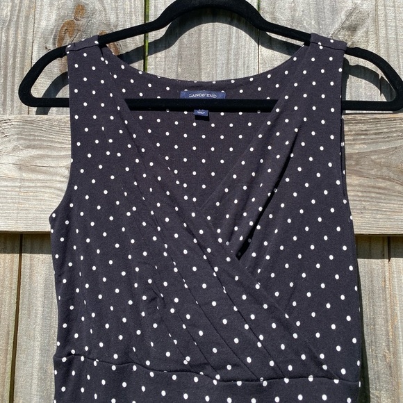 Lands End Elegant Black Polka Dot Dress - Picture 3 of 9